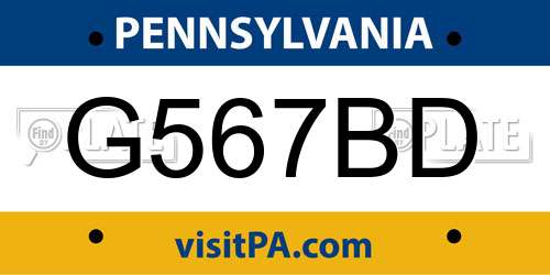 G567BD Pennsylvania License Plate