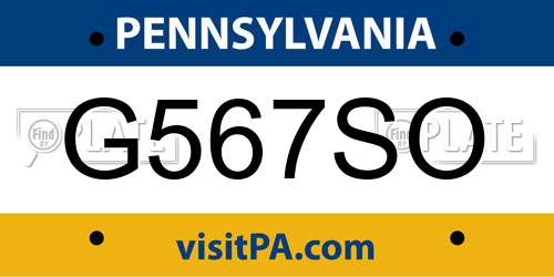 G567SO Pennsylvania License Plate
