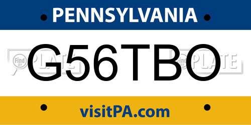 G56TBO Pennsylvania License Plate