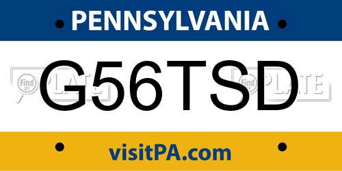 G56TSD Pennsylvania License Plate