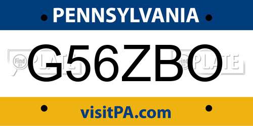 G56ZBO Pennsylvania License Plate