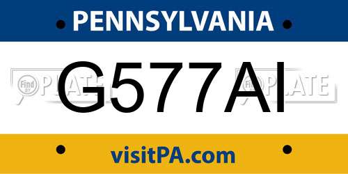 G577AI Pennsylvania License Plate
