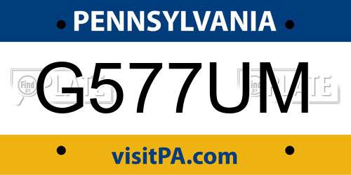G577UM Pennsylvania License Plate