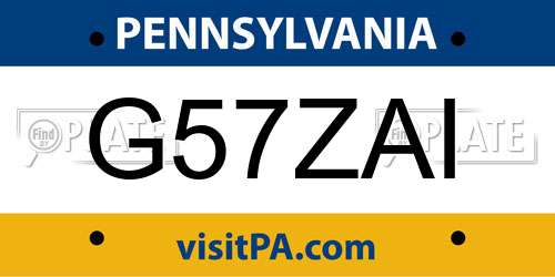 G57ZAI Pennsylvania License Plate