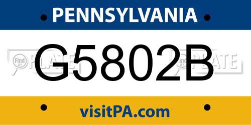 G5802B Pennsylvania License Plate