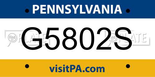 G5802S Pennsylvania License Plate
