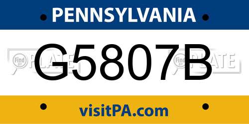 G5807B Pennsylvania License Plate