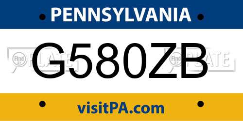 G580ZB Pennsylvania License Plate