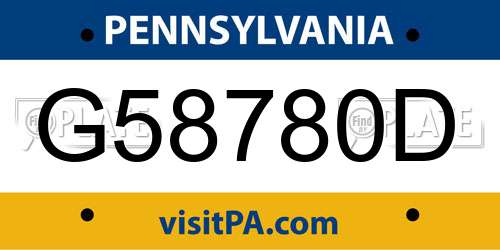 G58780D Pennsylvania License Plate