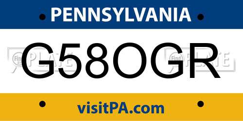 G58OGR Pennsylvania License Plate