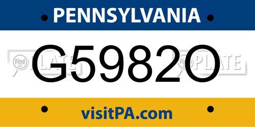 G5982O Pennsylvania License Plate