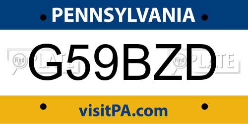 G59BZD Pennsylvania License Plate