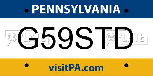 G59STD Pennsylvania License Plate
