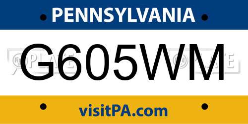 G605WM Pennsylvania License Plate