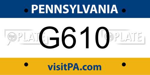 G610 Pennsylvania License Plate