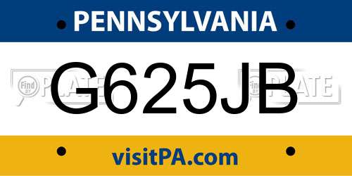 G625JB Pennsylvania License Plate