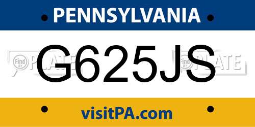 G625JS Pennsylvania License Plate