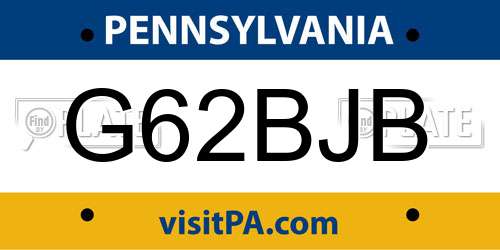 G62BJB Pennsylvania License Plate