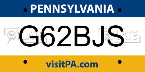 G62BJS Pennsylvania License Plate