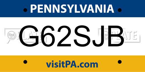 G62SJB Pennsylvania License Plate