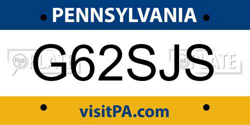 G62SJS Pennsylvania License Plate