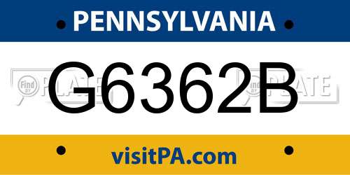 G6362B Pennsylvania License Plate