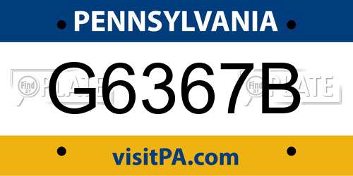 G6367B Pennsylvania License Plate