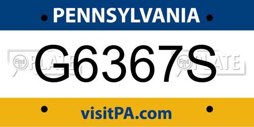 G6367S Pennsylvania License Plate