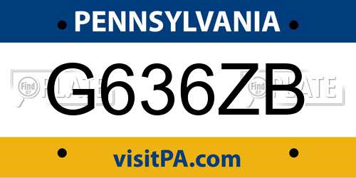 G636ZB Pennsylvania License Plate