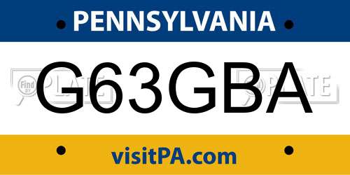 G63GBA Pennsylvania License Plate