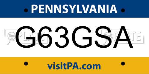 G63GSA Pennsylvania License Plate
