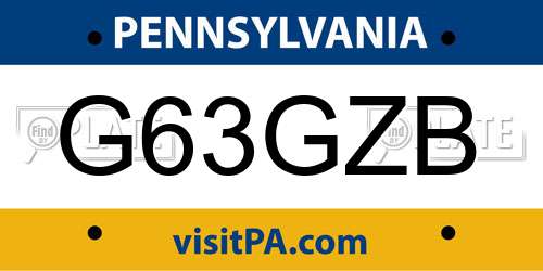 G63GZB Pennsylvania License Plate
