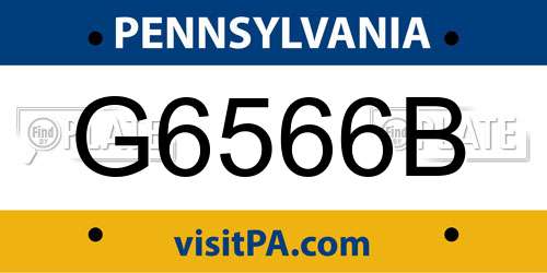 G6566B Pennsylvania License Plate