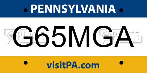 G65MGA Pennsylvania License Plate