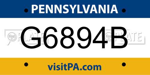 G6894B Pennsylvania License Plate