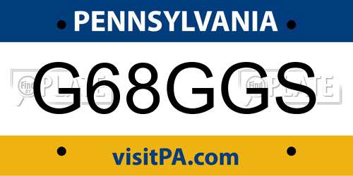 G68GGS Pennsylvania License Plate