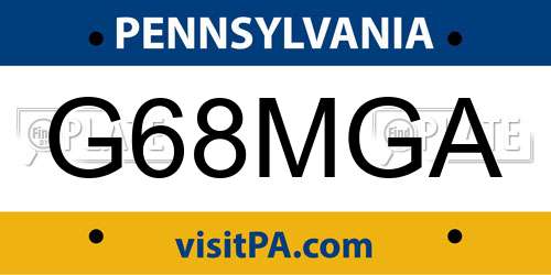 G68MGA Pennsylvania License Plate