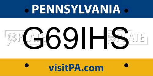 G69IHS Pennsylvania License Plate