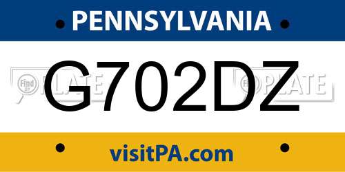 G702DZ Pennsylvania License Plate