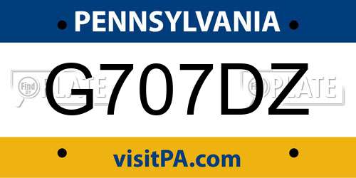 G707DZ Pennsylvania License Plate