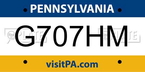 G707HM Pennsylvania License Plate
