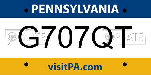 G707QT Pennsylvania License Plate