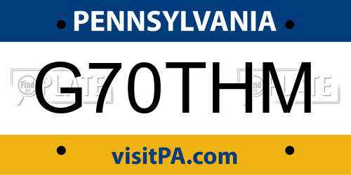G70THM Pennsylvania License Plate