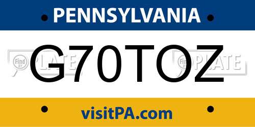 G70TOZ Pennsylvania License Plate