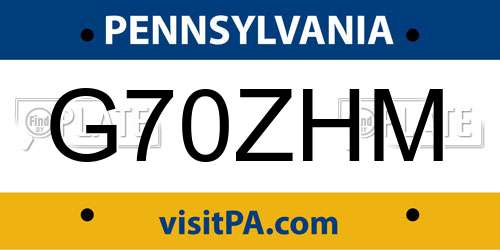 G70ZHM Pennsylvania License Plate
