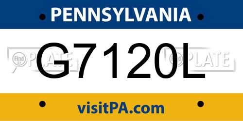 G7120L Pennsylvania License Plate