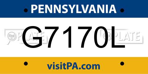 G7170L Pennsylvania License Plate