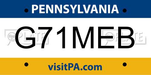 G71MEB Pennsylvania License Plate