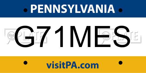 G71MES Pennsylvania License Plate