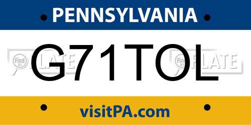 G71TOL Pennsylvania License Plate
